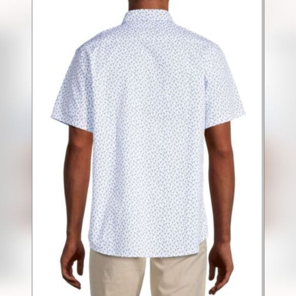 Slate & Stone Button Down Blue Flamingo collar Shirt Short Sleeve NWT - Picture 2 of 11